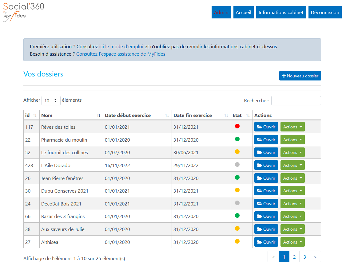 social360 liste des dossiers