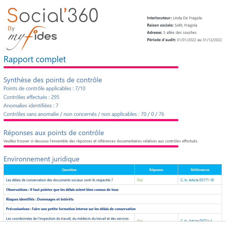 social360 exemple de rapport